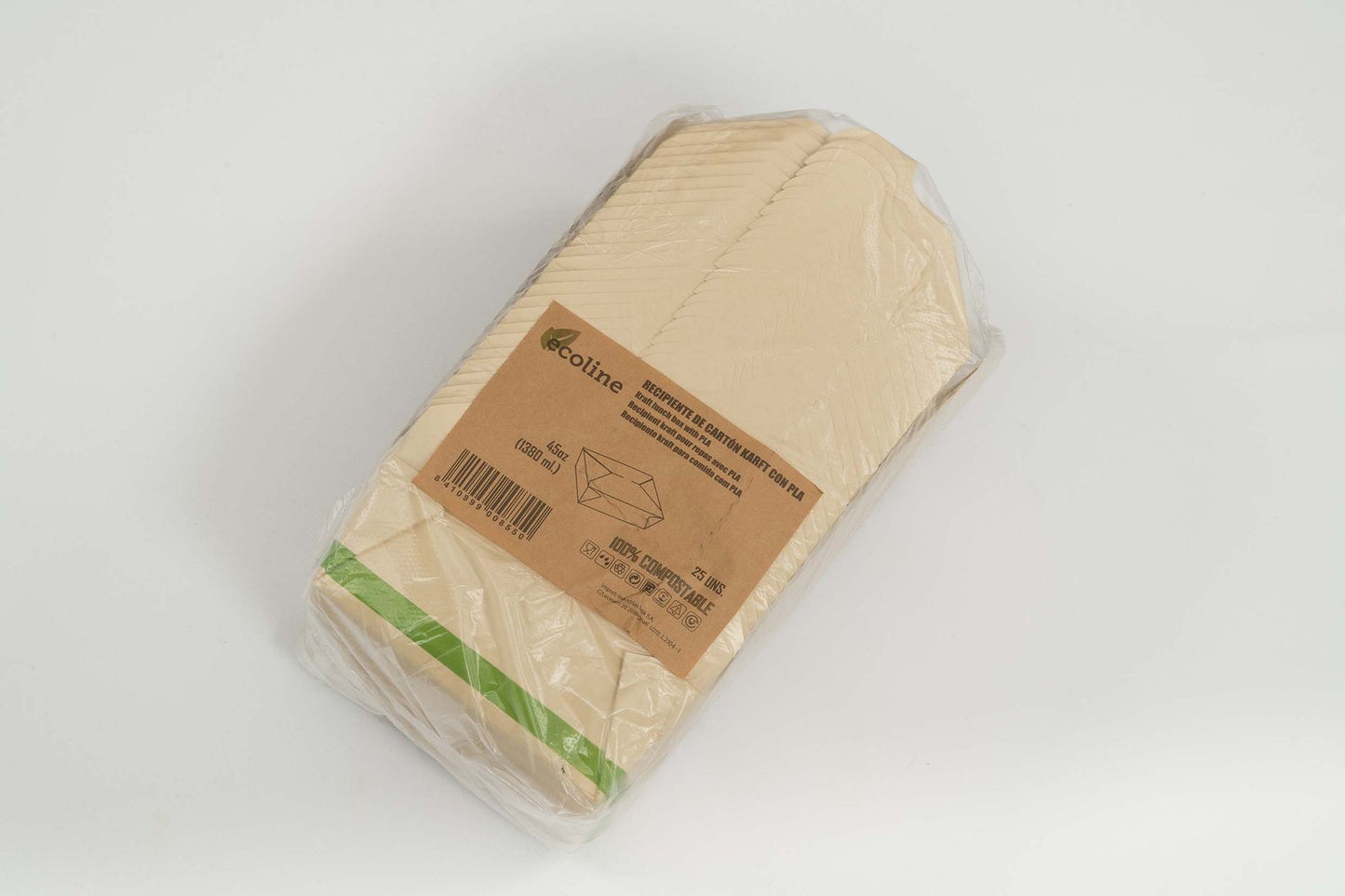 Kraft cardboard container with PLA 45oz(1380ml)(16*25)