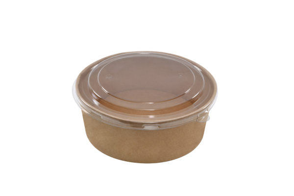 Kraft carton salad bowl 1300ml (10*25)+PET lid