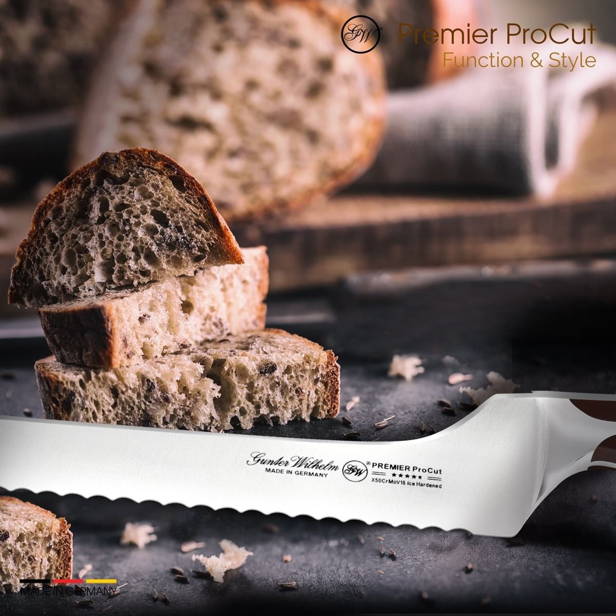 Gunter Wilhelm Thunder офсеттік нан пышағы, 10 дюйм | Қою-қоңыр ABS тұтқасы SKU: 30-318-1510