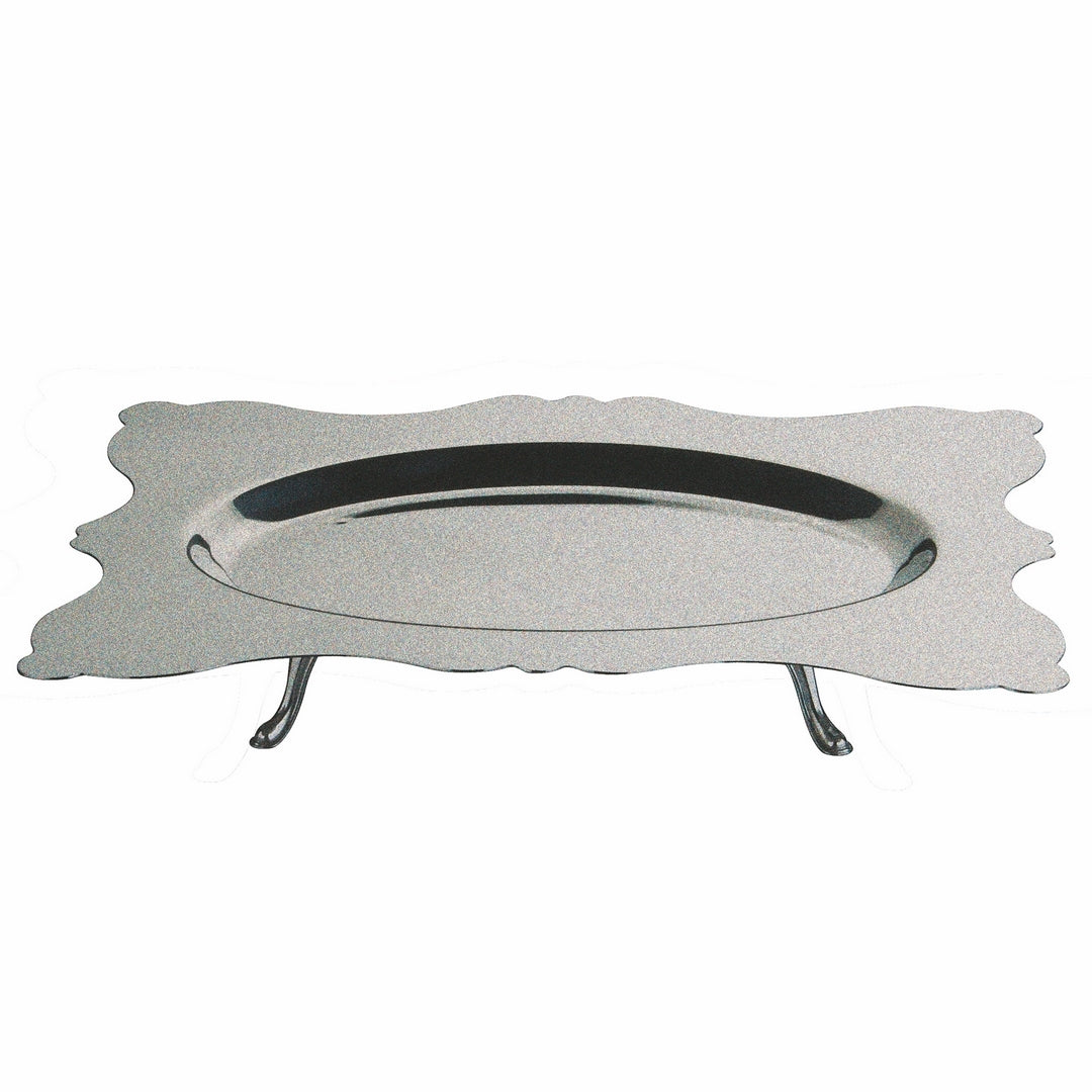 Rectangular Tray - Oval Center With Feet; Pewter 18-1/2" X 13-3/8"