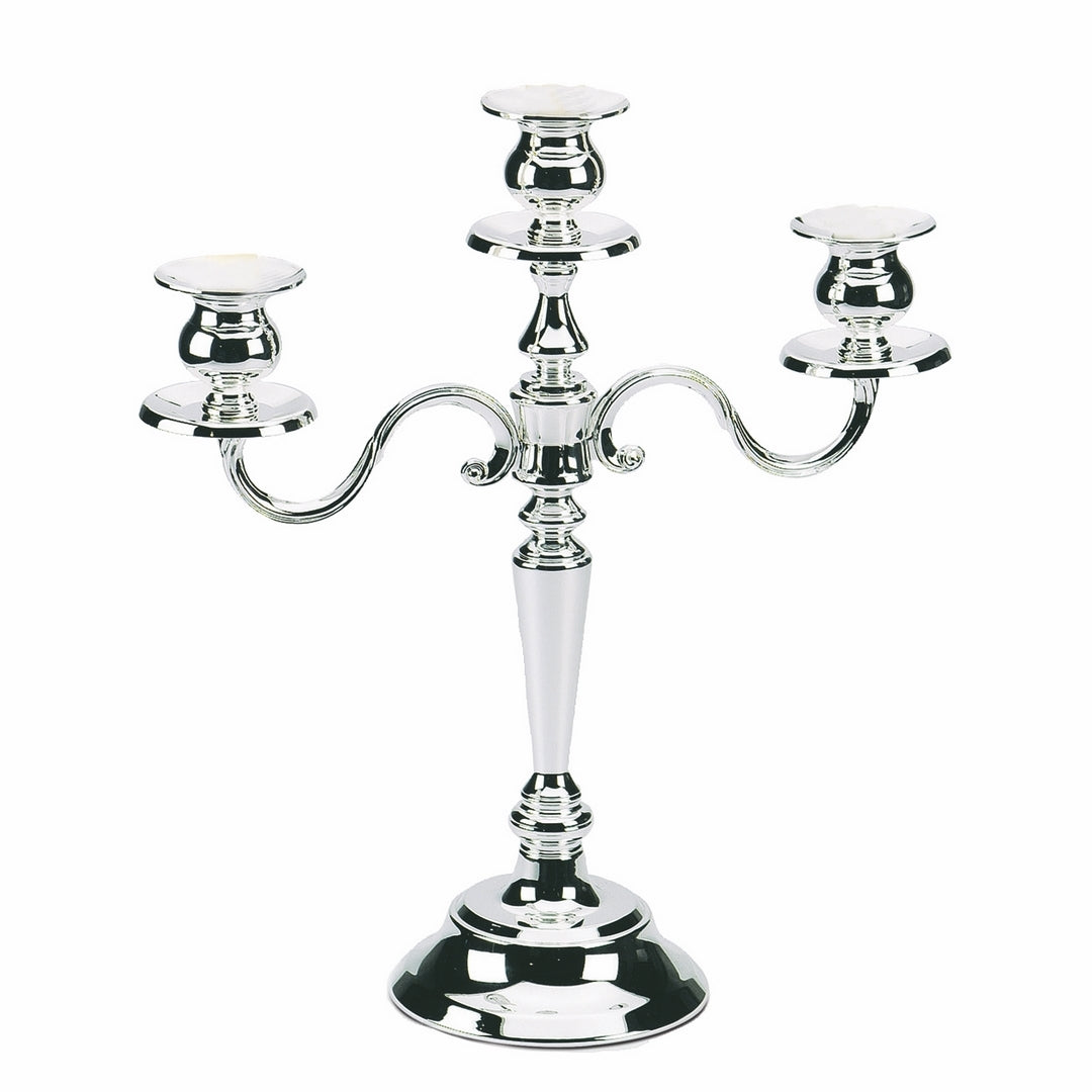 Candlestick Holder For 3 Candles; - Silver-Plated H: 13-5/8"