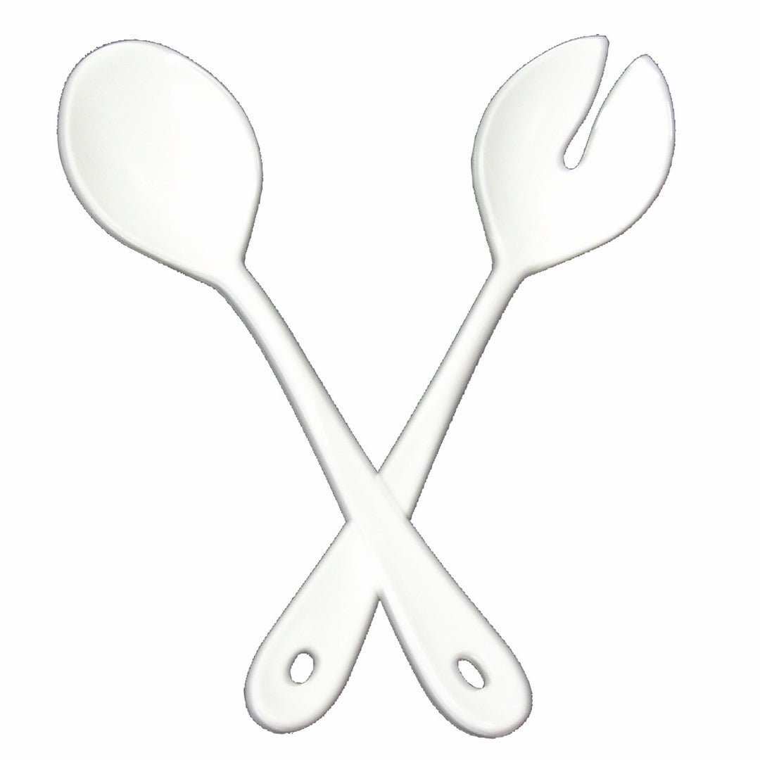 Polycarbonate Salad Serving Set, Solid Colors, Black Or White White