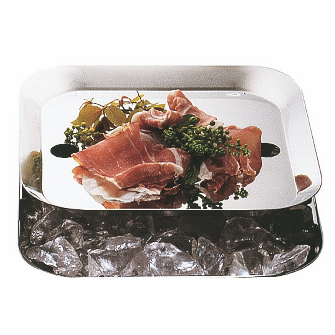 Square Cooling Bowl For Buffet With Insert; L: 8-5/8" W: 8-5/8" C: 50-3/4 Oz.