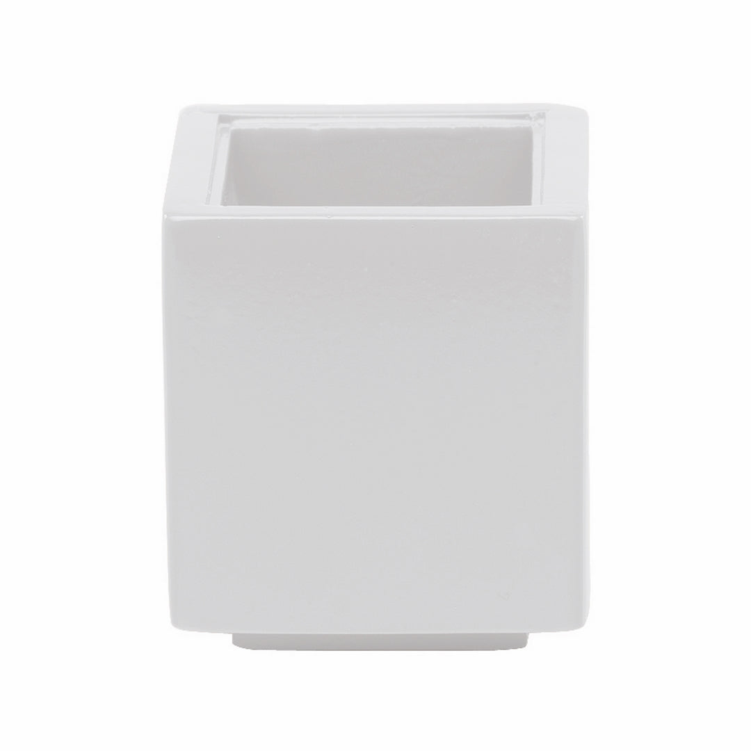 Wenge Wood Finish Square Bowl; L: 2-3/8" W: 2-3/8" Lacquered White