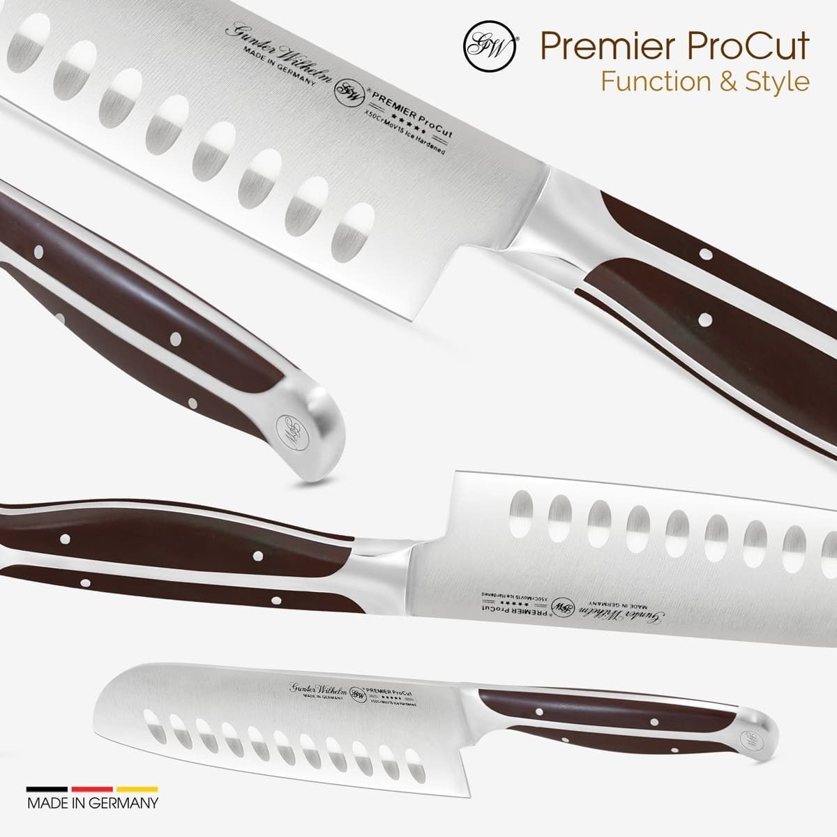 Gunter Wilhelm Thunder Santoku пышақ, 5 дюйм | Қою-қоңыр ABS тұтқасы SKU: 30-317-0405