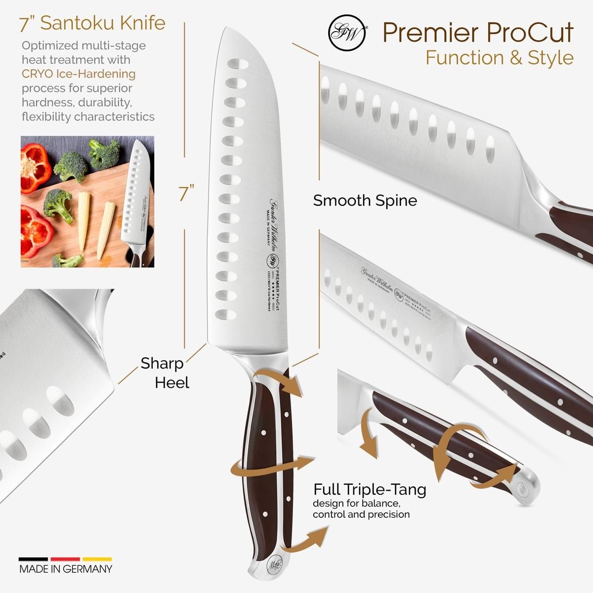 Gunter Wilhelm Thunder Santoku пышақ, 7 дюйм | Қою-қоңыр ABS тұтқасы SKU: 30-315-0407
