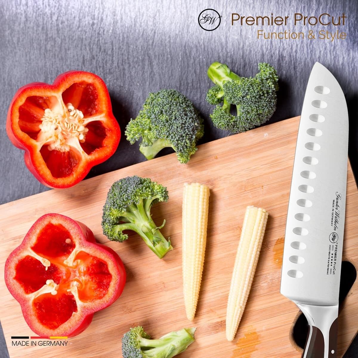 Gunter Wilhelm Thunder Santoku пышақ, 7 дюйм | Қою-қоңыр ABS тұтқасы SKU: 30-315-0407