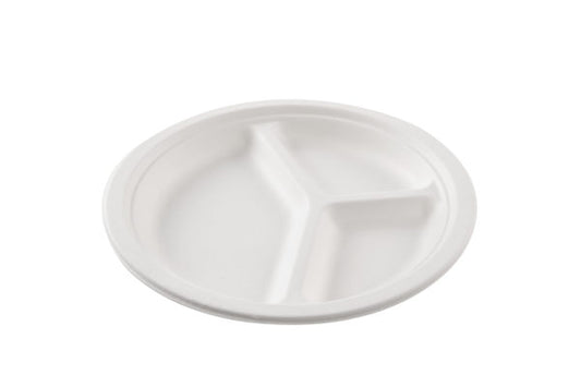 3 pcs. white sugar cane plate 26 cm (16×50)