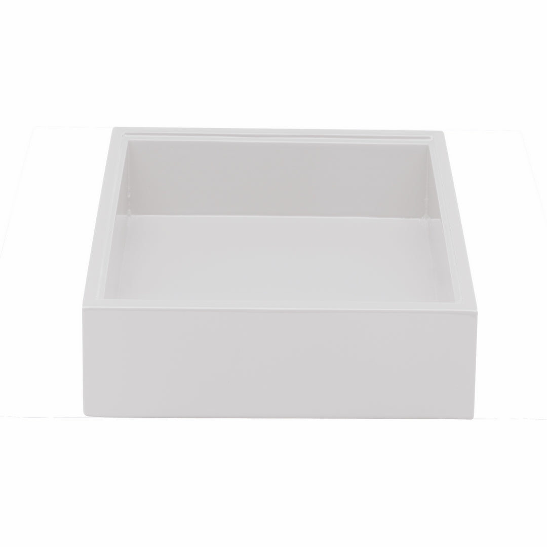 Wenge Wood Finish Square Basket;  L: 6" W: 6" Lacquered White