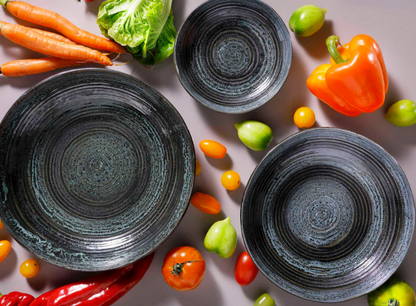 Palmer Bord diep coupe Metallic 22 cm Stoneware Zilver 