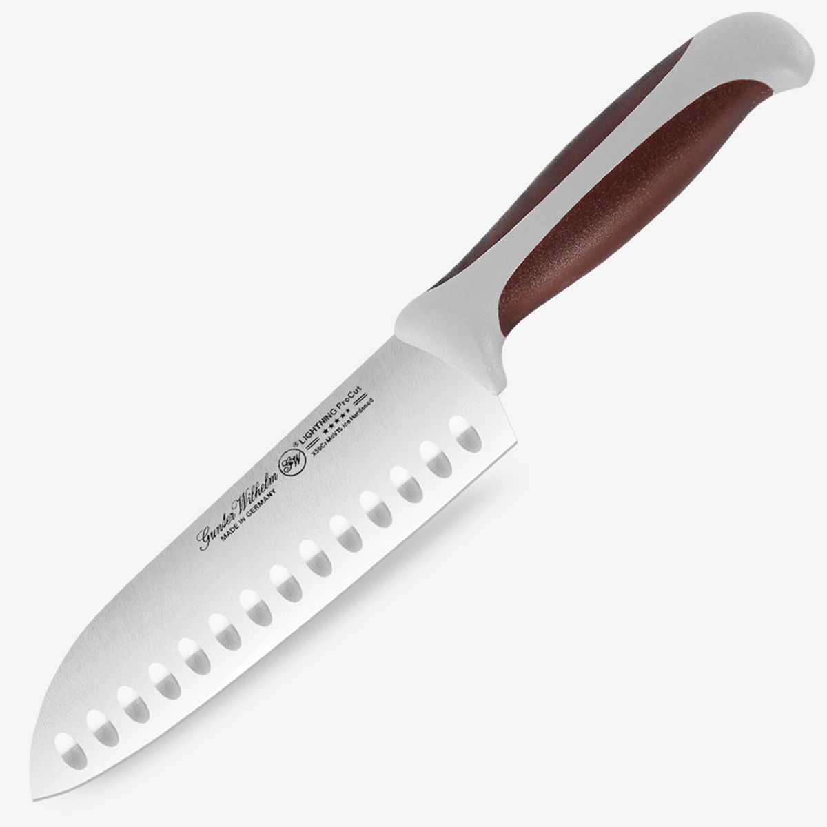 Gunter Wilhelm Thunder Santoku Knife, 7 Inch | Brown and Grey ABS Handle SKU: 10-115-0407