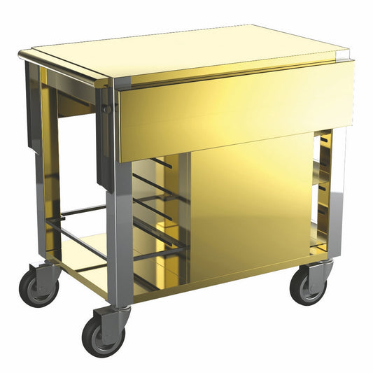 Trolley "Miami Chic", Glossy, Lacquered Laminated Panel With S/S Legs, Walnut Including Hot Box L: 31-1/2" W: 35-7/8" H: 32-1/4"